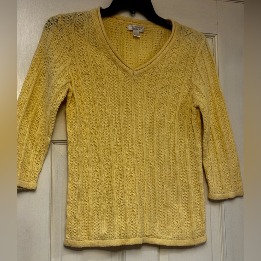 Christopher & Banks Light Yellow V-Neck Sweater